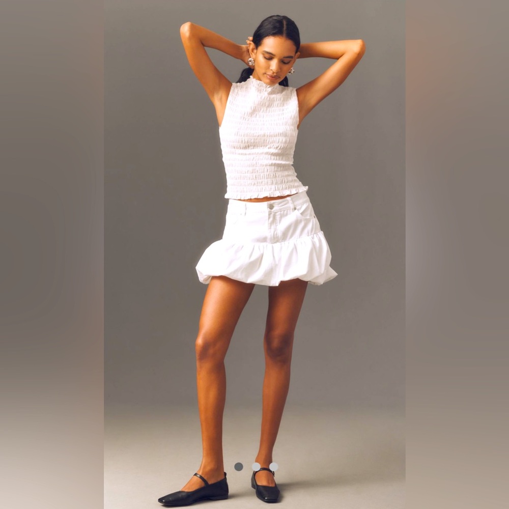 REFORMATION NWT The Adri Top Sz Large White Smocked Sleeveless - Picture 2 of 5